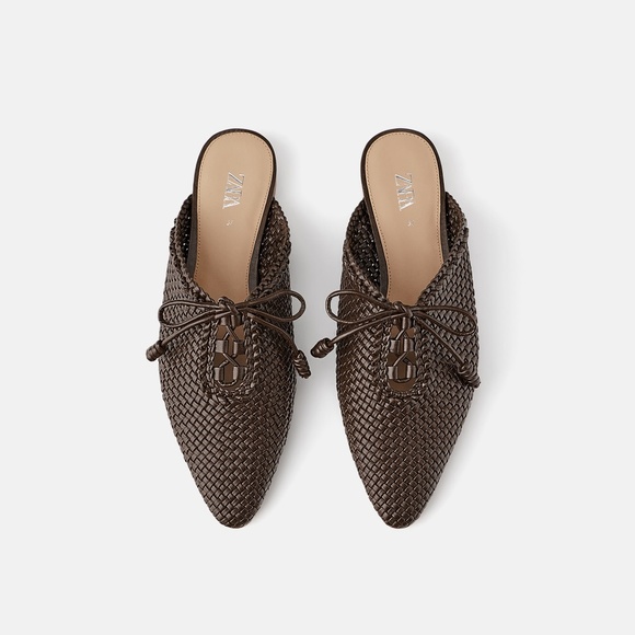 Zara Chocolate Woven Mules 38, 7.5, 8 - Picture 3 of 4